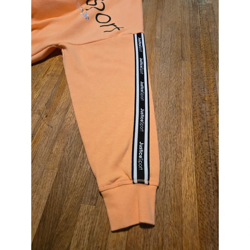 Justice Sport Girls XL 16/18 Neon‎ Peach Black Own Your Greatness Cropped Hoodie